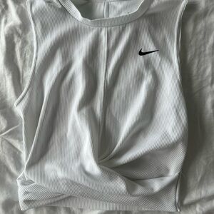 Nike Women's White Ribbed Dri-fit Crop Top XS